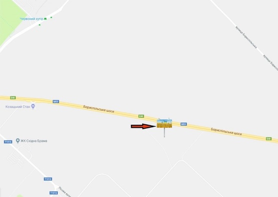 Схема рекламної площини за адресою Бориспольское шоссе, 19 км 700 м, по направлению из Киева Схема рекламної площини за адресою Бориспольское шоссе, 19 км 700 м, по направлению из Киева