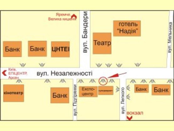 Схема рекламной плоскости по адресу вул. Незалежності (навпроти драм.Театру) №2 ст.Б Схема рекламной плоскости по адресу вул. Незалежності (навпроти драм.Театру) №2 ст.Б
