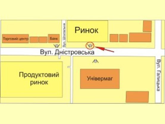 Схема рекламної площини за адресою вул. Дністровська -вул. Шпитальна № 1 ст А