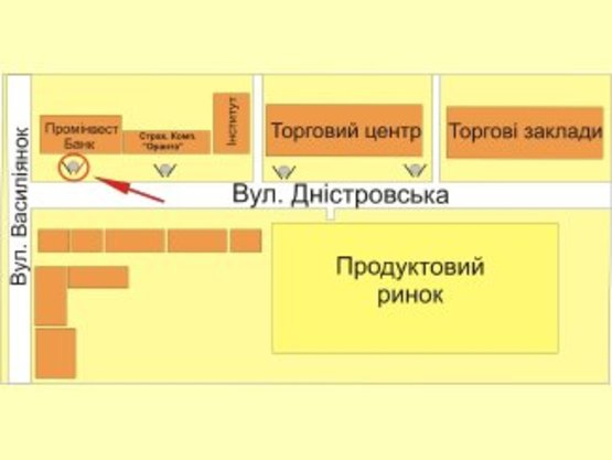 Схема рекламної площини за адресою вул. Дністровська (біля "Промінвестбанку") №2 ст А