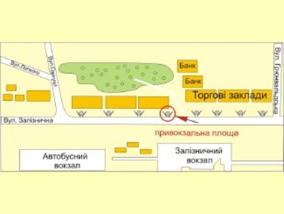 Схема рекламної площини за адресою вул.Привокзальна(зупинка 1) №5 ст А