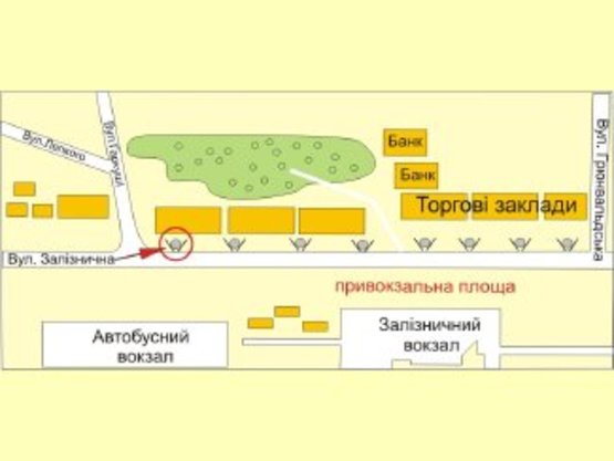 Схема рекламной плоскости по адресу вул.Привокзальна(зупинка кіоски) №8 ст Б Схема рекламной плоскости по адресу вул.Привокзальна(зупинка кіоски) №8 ст Б