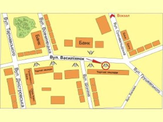Схема рекламной плоскости по адресу вул. Васильянок (ломбард Скарбниця) №5 ст А Схема рекламной плоскости по адресу вул. Васильянок (ломбард Скарбниця) №5 ст А