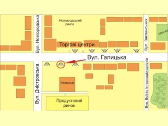 Схема рекламной плоскости по адресу вул. Галицька (універмаг Прикарпаття) №2 ст Б