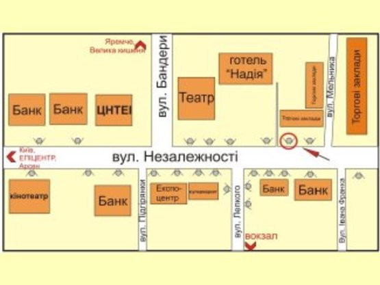 Схема рекламной плоскости по адресу вул. Незалежності -Мельника №2 ст.А Схема рекламной плоскости по адресу вул. Незалежності -Мельника №2 ст.А