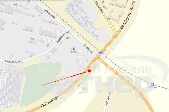 Схема рекламной плоскости по адресу Об’їзна Схема рекламной плоскости по адресу Об’їзна