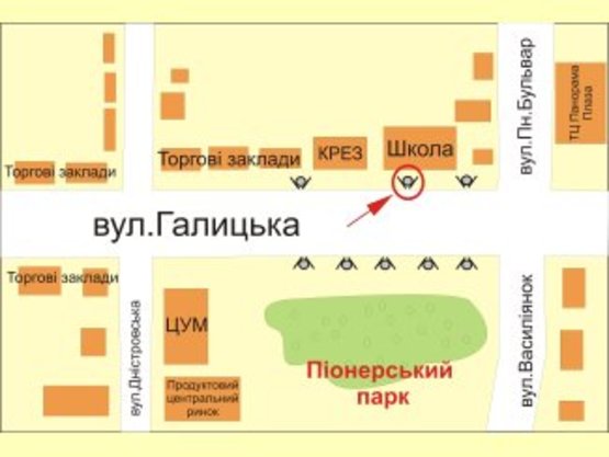 Схема рекламной плоскости по адресу вул. Галицька (маг."Крез") ст. Б