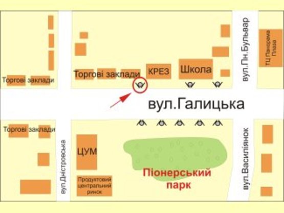 Схема рекламной плоскости по адресу вул. Галицька (маг. Галичанка)  ст Б