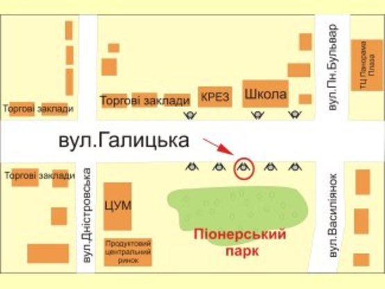 Схема рекламної площини за адресою вул. Галицька - Василіянок  №1 ст А