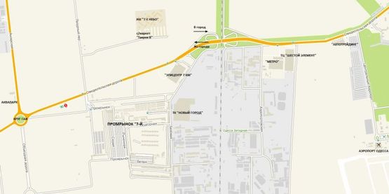 Схема рекламной плоскости по адресу Овидиопольская дорога перед повороротом на "7км", к "Эпицентру",  в город