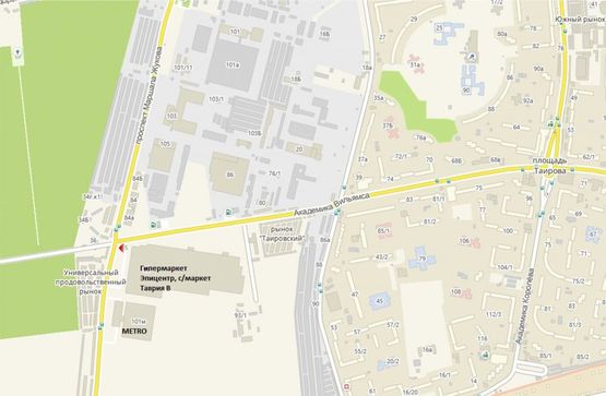 Схема рекламной плоскости по адресу Ак.Вильямса ул. - М.Жукова (Небесной Сотни) пр-т, "Эпицентр".  Конструкция под баннер