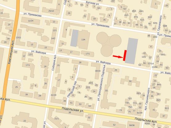 Схема рекламной плоскости по адресу Соборная ул., 11, возле продуктового рынка Схема рекламной плоскости по адресу Соборная ул., 11, возле продуктового рынка