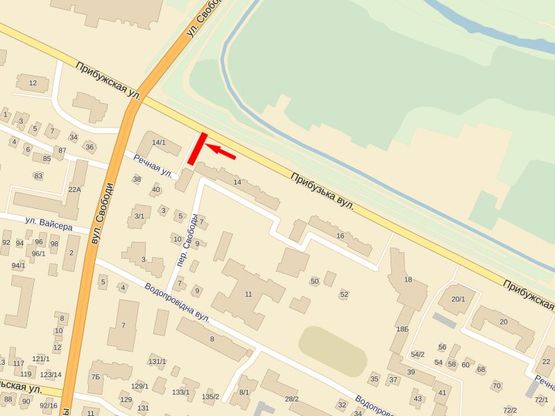 Схема рекламной плоскости по адресу Прибужская ул. - ул. Свободы, возле "Укрэксимбанка"