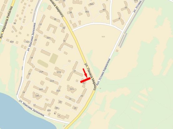 Схема рекламної площини за адресою Мирного П. ул. - ул. Кармелюка Схема рекламної площини за адресою Мирного П. ул. - ул. Кармелюка