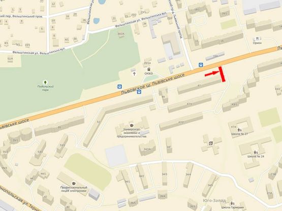 Схема рекламної площини за адресою Львовское шоссе, 47, возле вещевого рынка Схема рекламної площини за адресою Львовское шоссе, 47, возле вещевого рынка