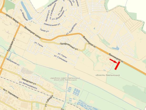 Схема рекламной плоскости по адресу Выезд на Винницу