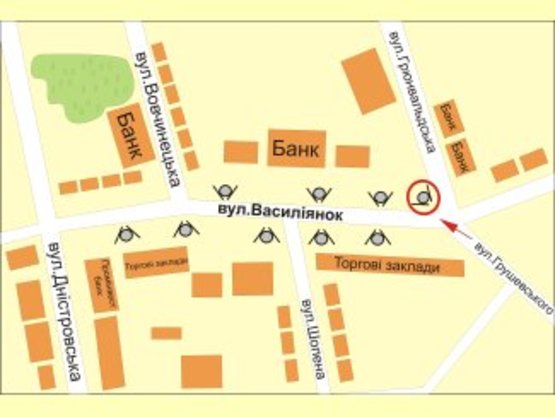 Схема рекламной плоскости по адресу вул. Грюнвальдська-Васильянок №1 ст Б