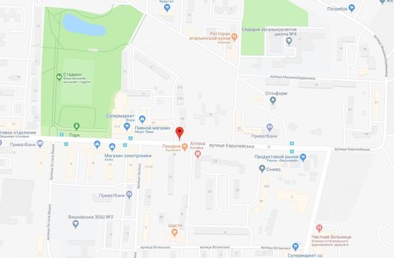 Схема рекламної площини за адресою Вишневе, вул.Європейська, буд.35