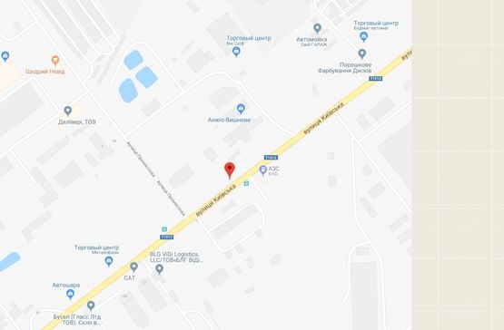 Схема рекламной плоскости по адресу Вишневе, перехрестя вул.Київська та вул.Промислова, поворот на ФОЗЗІ, направлення на Боярку