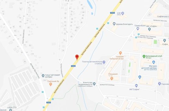 Схема рекламной плоскости по адресу Софіївська Борщагівка, вул.Київська, направлення на Київ