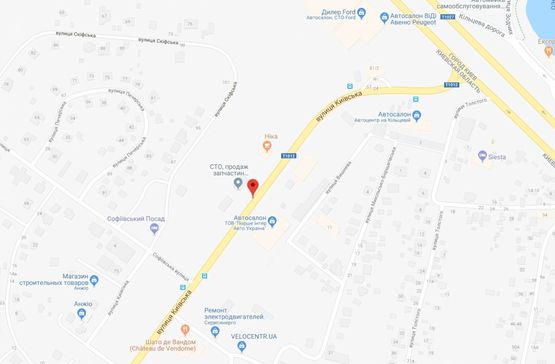 Схема рекламной плоскости по адресу Софіївська Борщагівка, ул.Киевская (автомобильная дорога Т-10-12 Киев-Боярка)