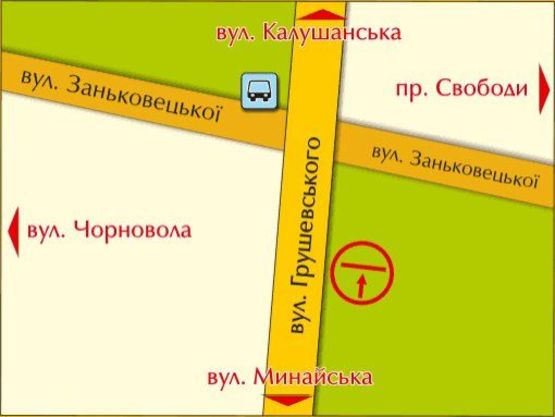 Схема рекламної площини за адресою м. Ужгород, вул. Грушевського