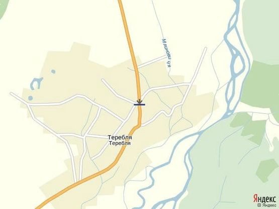 Схема рекламной плоскости по адресу с.Теребля,вул. Центральна, в сторону смт, м.Тячів,м.Хуст, школи, міні-маркету