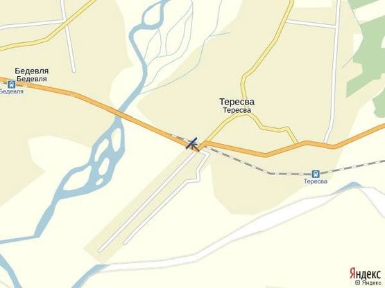 Схема рекламной плоскости по адресу смт.Тересва,вул.Народна (Леніна ) в сторону м.Тячів