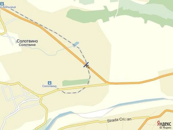 Схема рекламной плоскости по адресу смт.Солотвино,вул.Спортивна, ( переїзд ) в сторону м.Мукачево