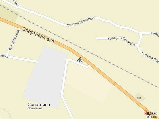 Схема рекламной плоскости по адресу смт.Солотвино,вул.Головна, в сторону м.Тячів, м.Ужгород, РИНОК