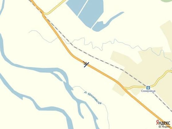 Схема рекламной плоскости по адресу с.Сокирниця, в сторону м.Тячів, трасса Рогатин-Мукачево в сторону Тячева