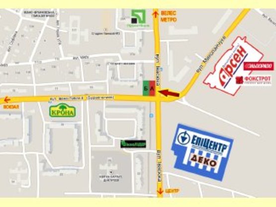 Схема рекламной плоскости по адресу Будівельників - Івасюка №1  (ТЦ Арсен,ГМ Епіцентр)