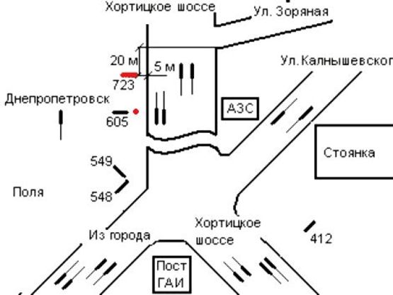 Схема рекламної площини за адресою 071_Запорожье_ул.Истомина/Хортицкое шоссе