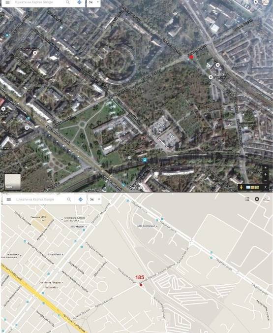 Схема рекламной плоскости по адресу 185-1 Запорожье Рекордная / Верхняя