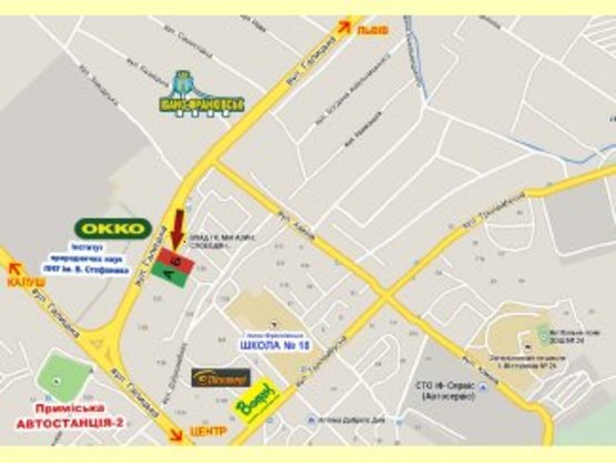 Схема рекламной плоскости по адресу Галицька, 132 (навпроти ОККО) Схема рекламной плоскости по адресу Галицька, 132 (навпроти ОККО)