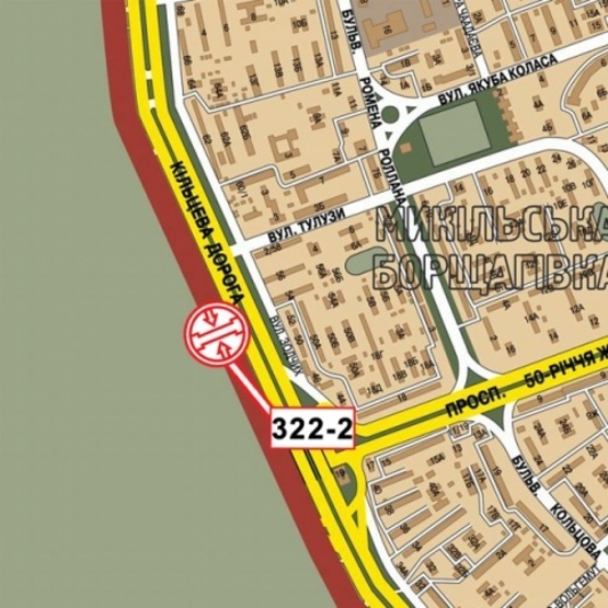 Схема рекламной плоскости по адресу Кольцевая дорога, км 2+955 (возле автосалона), гостиница "Тиса", АЗС "БРОМ", Технополіс, паправ. просп Победы