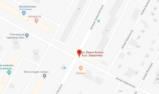 Схема рекламной плоскости по адресу Богуна І вул../Лавреньова вул. Схема рекламной плоскости по адресу Богуна І вул../Лавреньова вул.