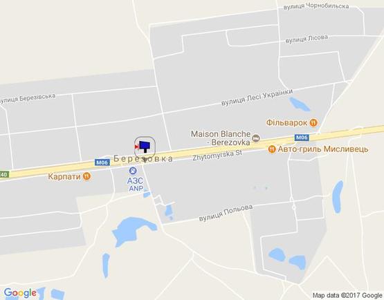 Схема рекламной плоскости по адресу с. Березівка, траса М-06 Київ-Чоп (Житомир), км 37+570 ліво