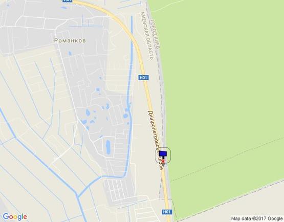 Схема рекламной плоскости по адресу Новообухівська траса, км 31+150 лево, элитный частный сектор, возле с. Великі Дмитровичі, рест-н Абу-Даби