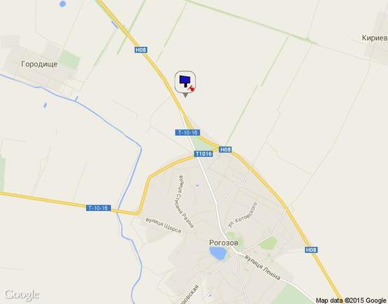 Схема рекламной плоскости по адресу Черкаська траса, Н-08 км 9+460 ліво, за с. Рогозів за АЗС "УкрНафта"