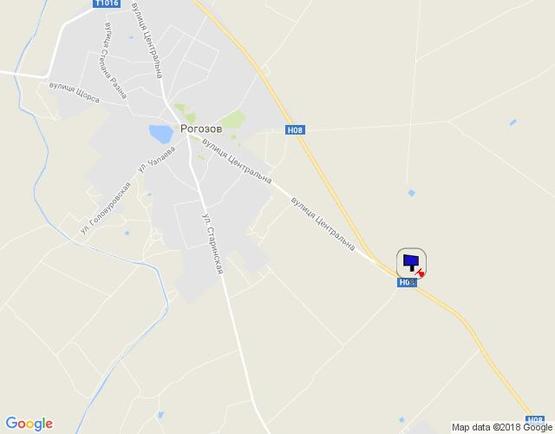 Схема рекламной плоскости по адресу Черкаська траса, Н-08 км 16+900 право, в'їзд в с. Рогозів з Переяслав-Хмельницького