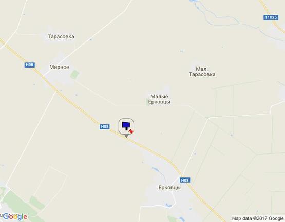 Схема рекламной плоскости по адресу Черкаська траса, Н-08 км 28+940 ліво, перед с. Єрківці