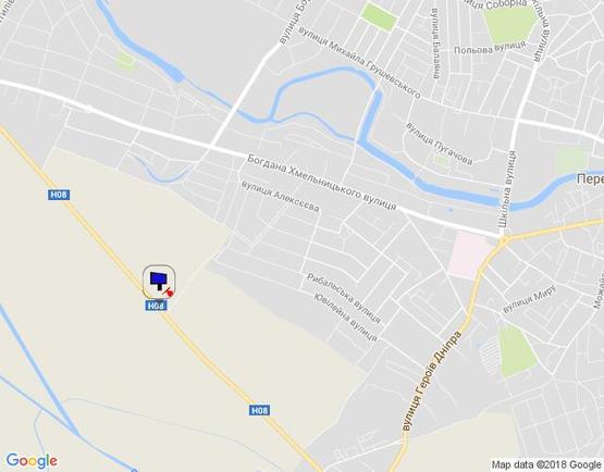 Схема рекламної площини за адресою Черкаська траса, об'їзд м.Переяслав-Хмельницкий, Н-08 км 45+820 ліво, 600м до АЗС "БРСМ"
