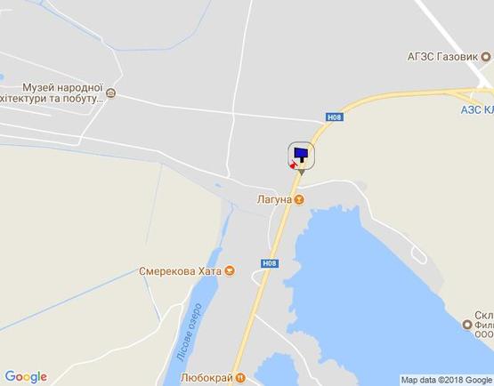 Схема рекламної площини за адресою Черкаська траса, об'їзд м. Переяслав-Хмельницький, Н-08 км 53+130 право, кафе "Лагуна", СП "Нібулон", перед АЗС "ТНК"