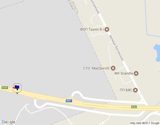 Схема рекламної площини за адресою м. Бровари, траса М-01, об'їзд м. Бровари, км 20+000 право, с. Княжичи, перед поворотом  ЖК "Скандія"