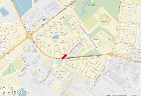 Схема рекламної площини за адресою Довженка-Сухомлинського (зап-ка "WOG")