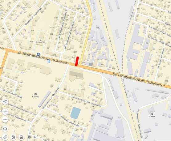 Схема рекламной плоскости по адресу Незалежності,  -   Залізнична Схема рекламной плоскости по адресу Незалежності,  -   Залізнична