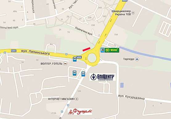 Схема рекламної площини за адресою Хмельницького - вул. Липинського - вул. Кукурудзяна №2  (лівий)