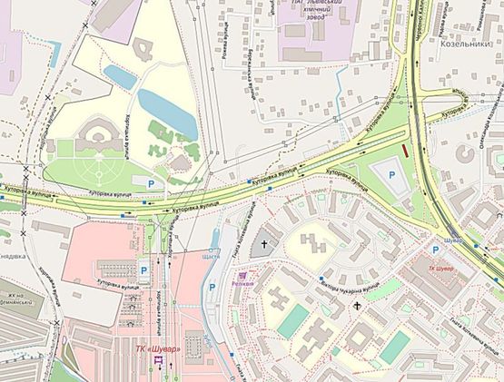 Схема рекламної площини за адресою Хуторівка,  Сихівський міст (ринок Шувар) лівий Схема рекламної площини за адресою Хуторівка,  Сихівський міст (ринок Шувар) лівий