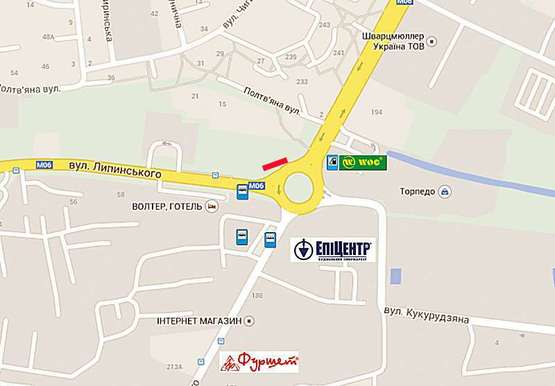 Схема рекламної площини за адресою Хмельницького - вул. Липинського - вул. Кукурудзяна№1 (правий)